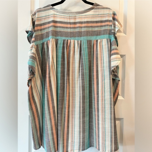 Knox Rose Women's Sleeveless Striped Ruffle Top - Picture 5 of 7